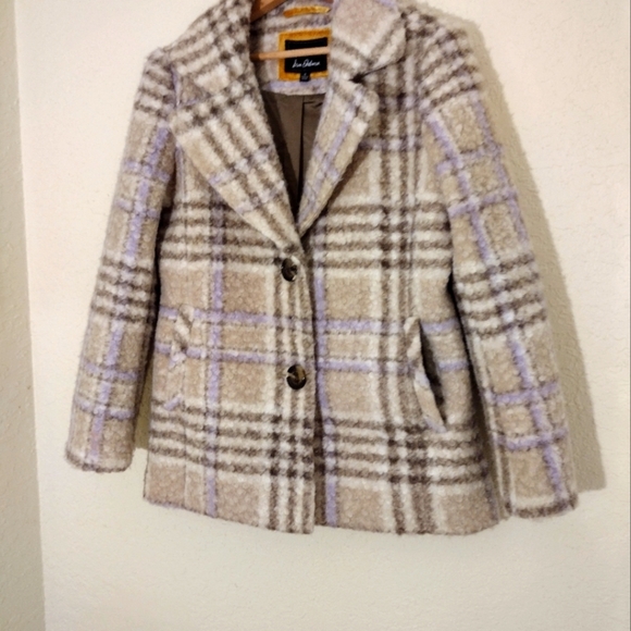 Sam Edelman Short Plaid Teddy Jacket - Picture 6 of 12